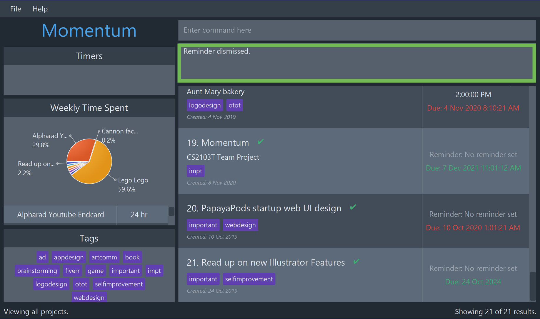 Walkthrough of Dismissing a Reminder Step 2