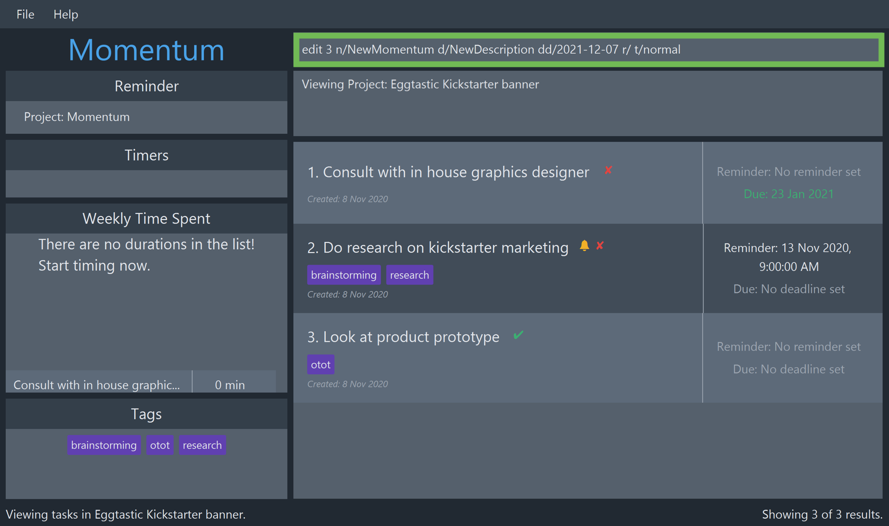 Walkthrough of Editing a Task Diagram Step 1